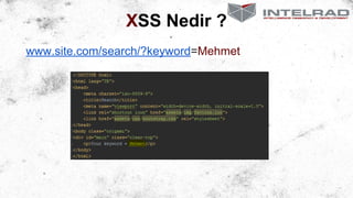 XSS Nedir ?
www.site.com/search/?keyword=Mehmet

 