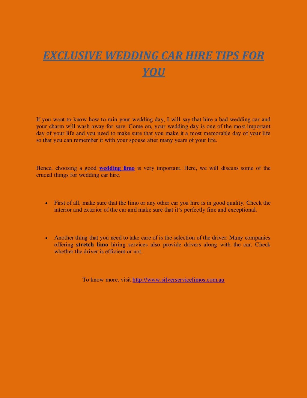 Exclusive Wedding Car Hire Tips For You