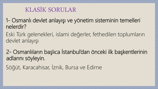 KLASİK DÖNEM OSMANLI DEVLET TEŞKİLATI | PPTX