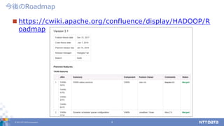 © 2017 NTT DATA Corporation 4
 https://cwiki.apache.org/confluence/display/HADOOP/R
oadmap
今後のRoadmap
 
