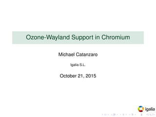 Ozone-Wayland Support in Chromium
Michael Catanzaro
Igalia S.L.
October 21, 2015
 