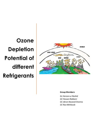 Ozone
Depletion
Potential of
different
Refrigerants
Group Members
Gc Haroon ur Rashid
GC Hassan Rabbani
GC Jibran Naveed Cheema
GC Rao Mehboob
 