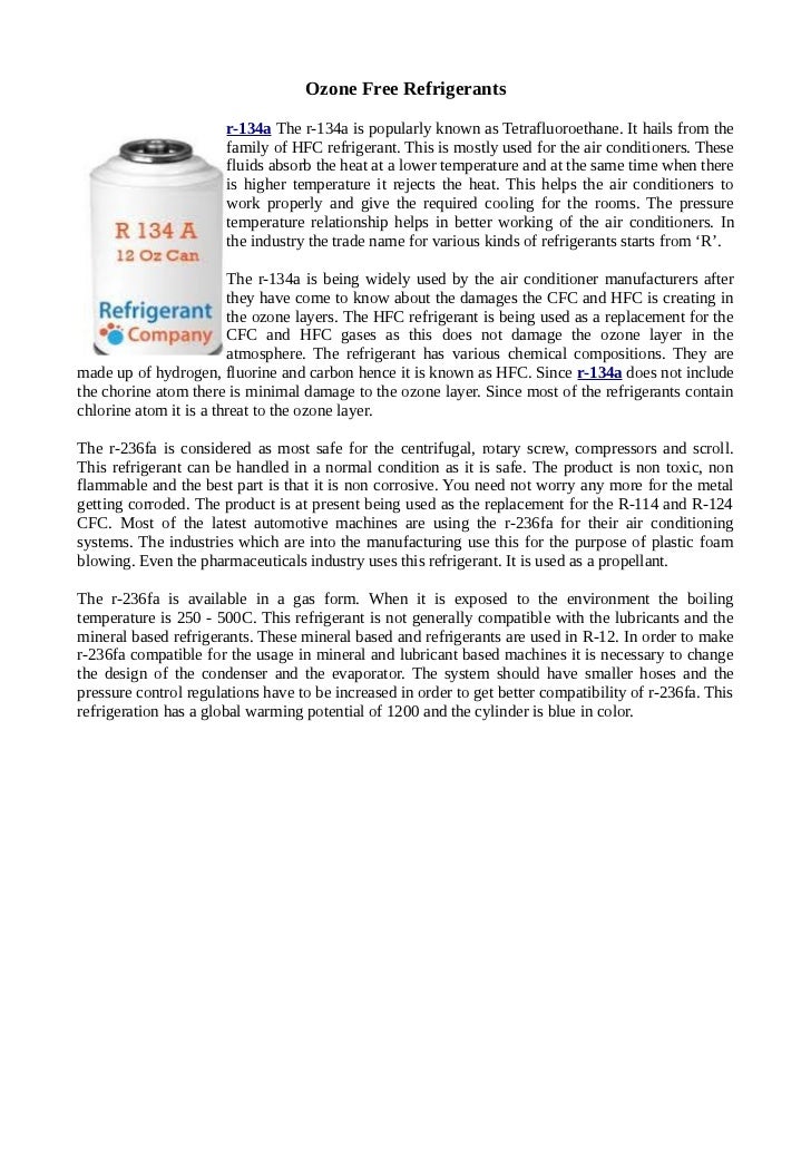 Ozone free refrigerants