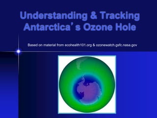 Understanding & Tracking 
Antarctica’s Ozone Hole 
Based on material from ecohealth101.org & ozonewatch.gsfc.nasa.gov 
 