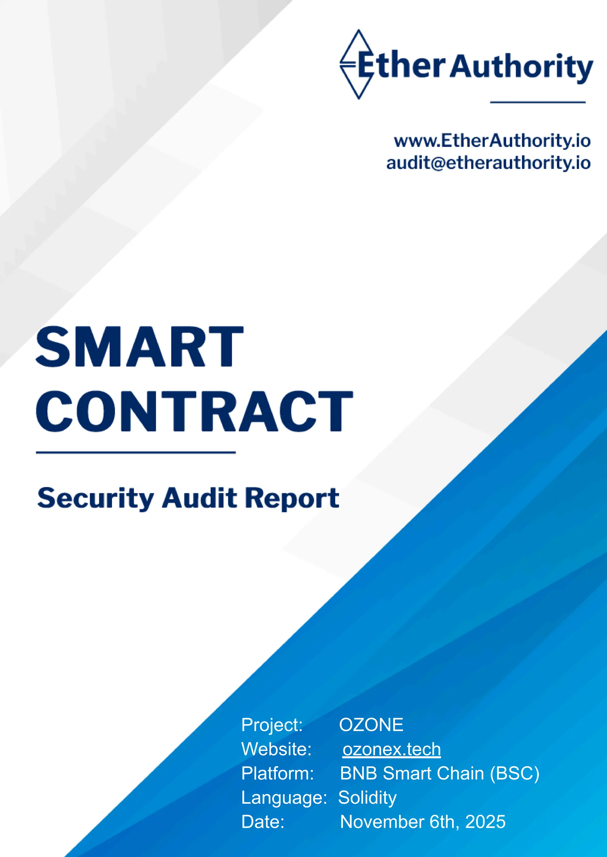 OZONE – Smart Contract Security Audit Report by EtherAuthority | PDF