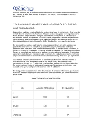 Ozono en torres de  enfriamiento