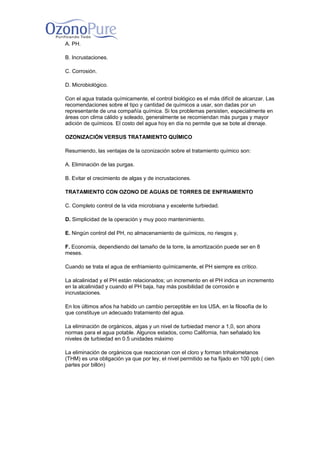 Ozono en torres de  enfriamiento