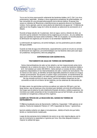 Ozono en torres de  enfriamiento