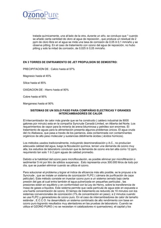 Ozono en torres de  enfriamiento