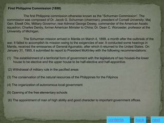 First Philippine Commission (1898)
The first Philippine commission otherwise known as the “Schurman Commission”. The
commi...