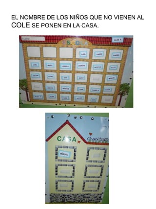 EL NOMBRE DE LOS NIÑOS QUE NO VIENEN AL 
COLE SE PONEN EN LA CASA. 
 