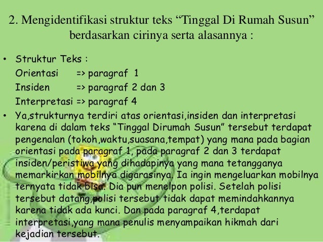 Identifikasi Juga Struktur Teks Tinggal Di Rumah Susun
