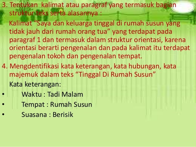 Struktur Teks Tinggal Di Rumah Susun Berbagai Struktur
