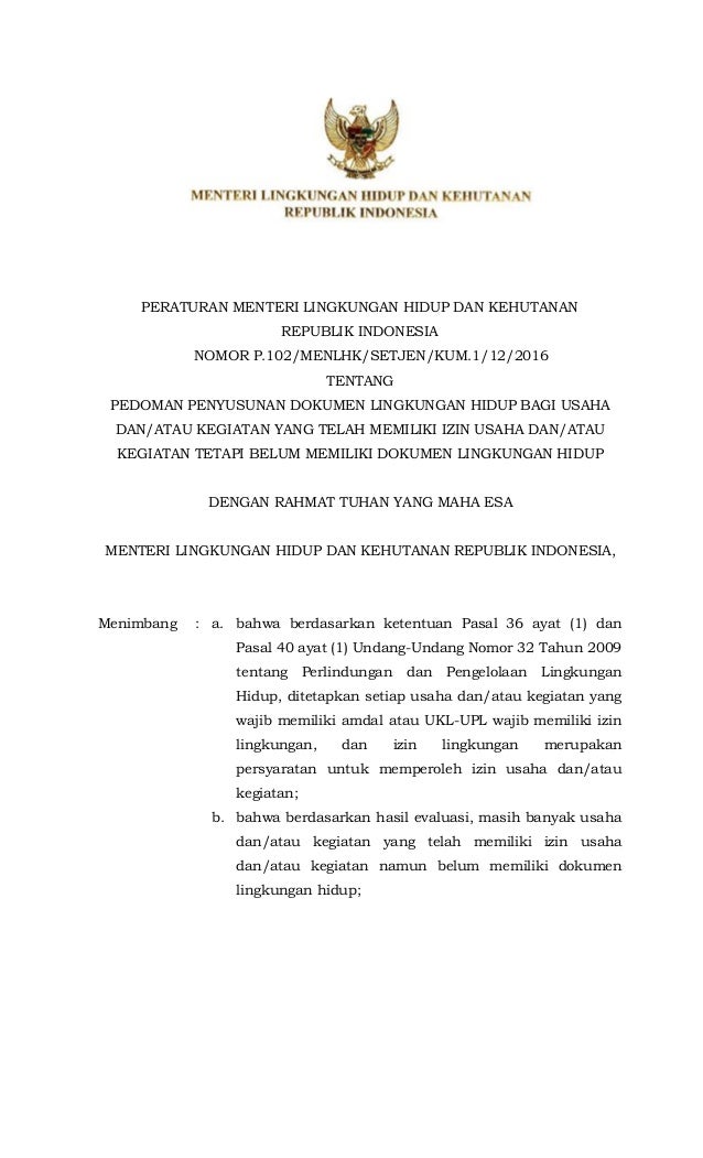 P102 Pedoman Penyusunan Dokumen Lingkungan Hidup Bagi Usaha