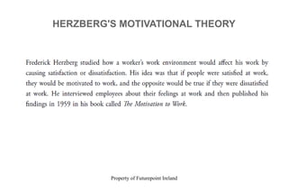 Property of Futurepoint Ireland
HERZBERG'S MOTIVATIONAL THEORY
 