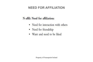 Property of Futurepoint Ireland
NEED FOR AFFILIATION
 