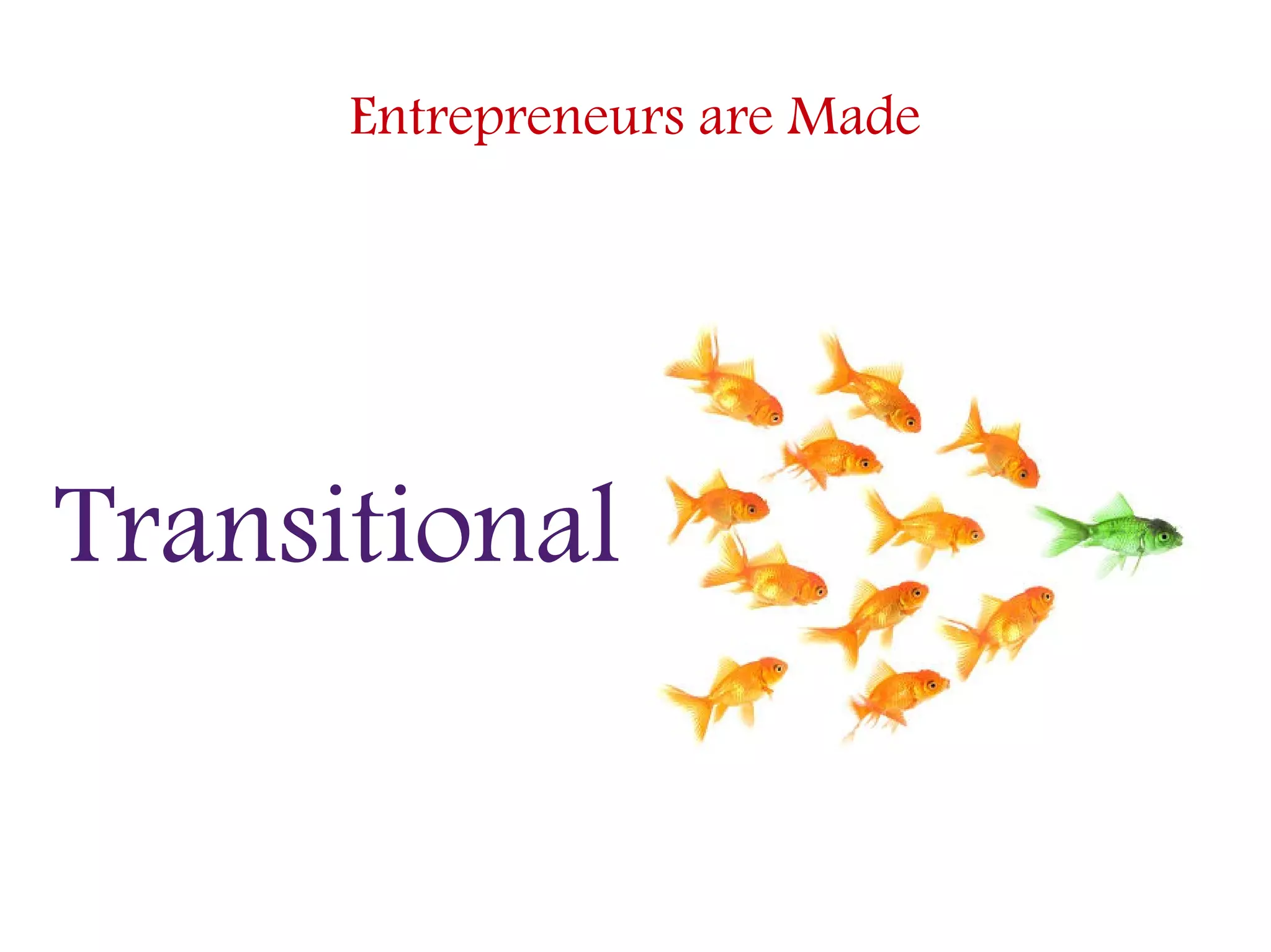 Entrepreneurs are Made
Transitional
 