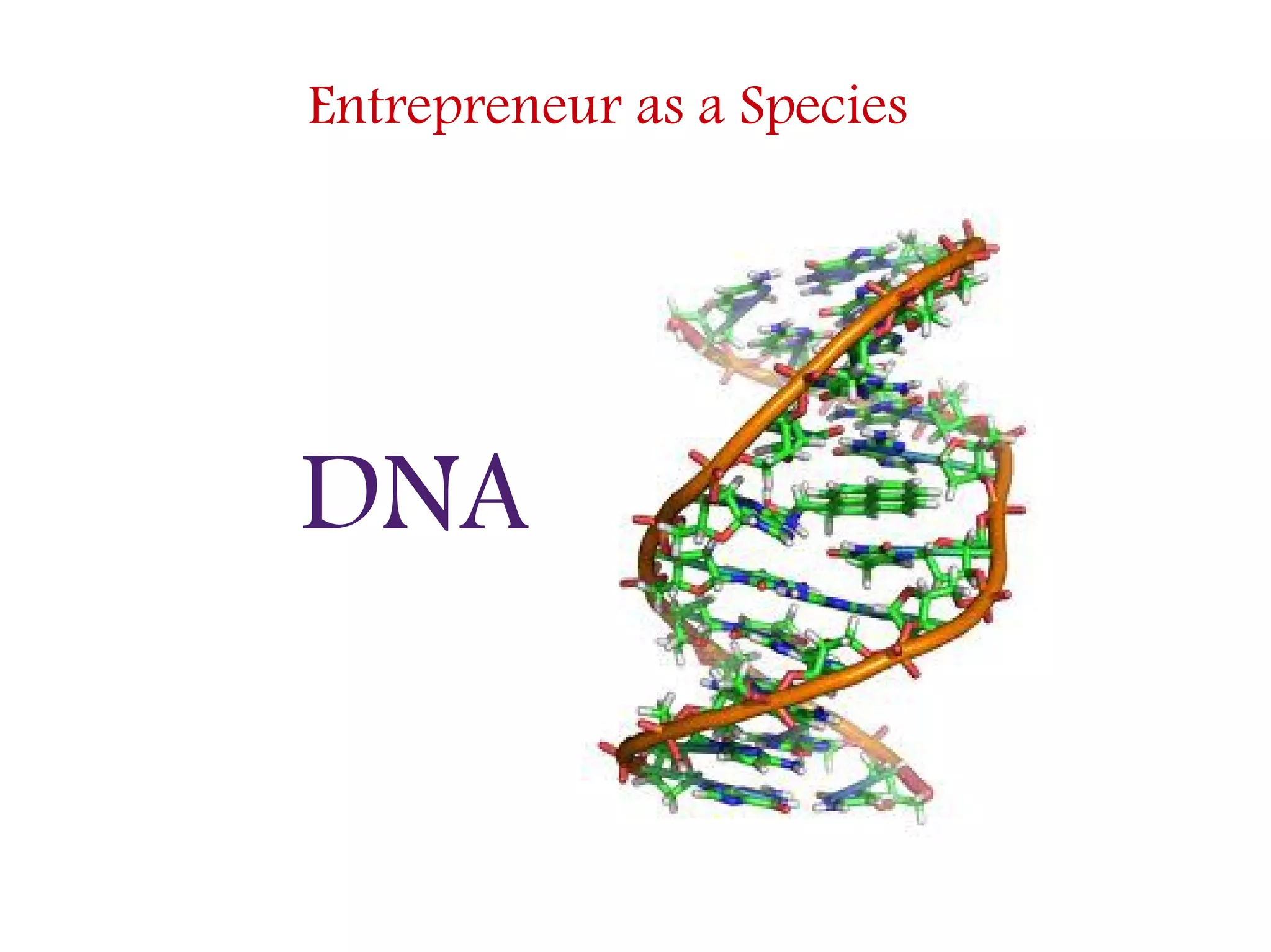 Entrepreneur as a Species
DNA
 