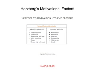 SAMPLE SLIDE
Herzberg's Motivational Factors
 