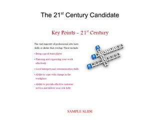 SAMPLE SLIDE
The 21st
Century Candidate
 