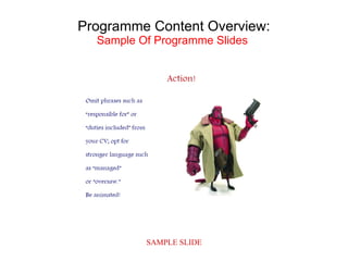 SAMPLE SLIDE
Programme Content Overview:
Sample Of Programme Slides
 
