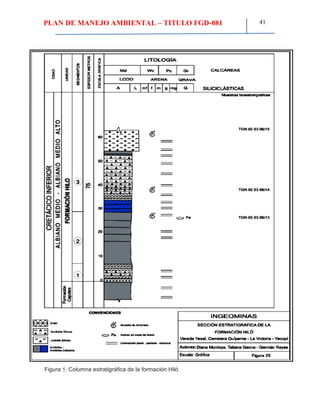 PLAN DE MANEJO AMBIENTAL – TITULO FGD-081 41
Figura 5. Columna estratigráfica de la formación Hiló
 