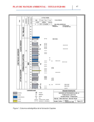PLAN DE MANEJO AMBIENTAL – TITULO FGD-081 47
Figura 7. Columna estratigráfica de la formación Capotes
 