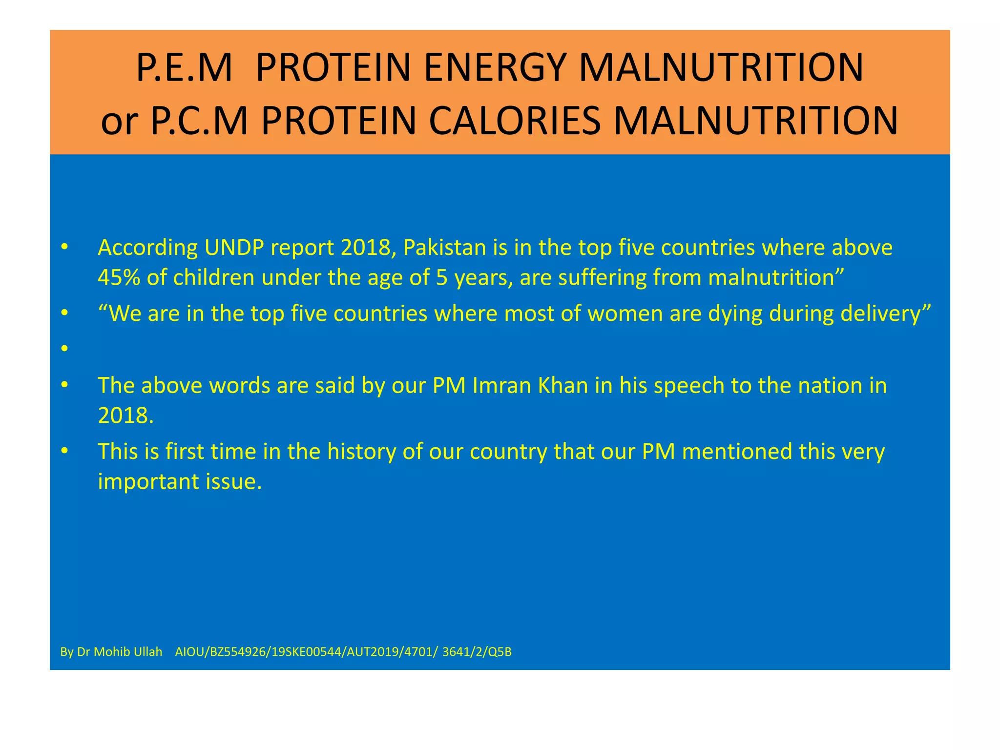 Protein Energy Malnutrition Protein Calorie Malnutrition PPT