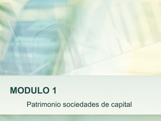 MODULO 1
  Patrimonio sociedades de capital
 