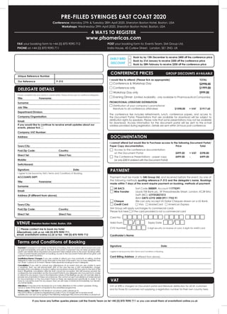 PRE-FILLED	SyRINGES	EAST	COAST	2020
Conference:	Monday 27th  Tuesday 28th April 2020, Sheraton Boston Hotel, Boston, USA
W...