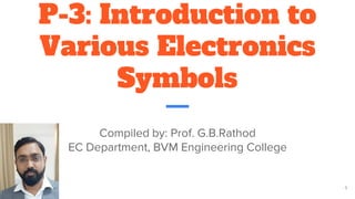 P-3: Introduction to
Various Electronics
Symbols
Compiled by: Prof. G.B.Rathod
EC Department, BVM Engineering College
1
 