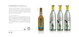 BAMBARRIA TEQUILLA
A premium Mexican tequila that didn’t look premium.




                                                              BEFORE
Primarily sold at duty free, it needed to compete with
more famous brands. The packaging wasn’t working hard
enough. It was recessive and lacked credibility. By digging
into the past we found credibility for today by making
Bambarria THE Mexican Tequila.




©P&W Design Consultants
 