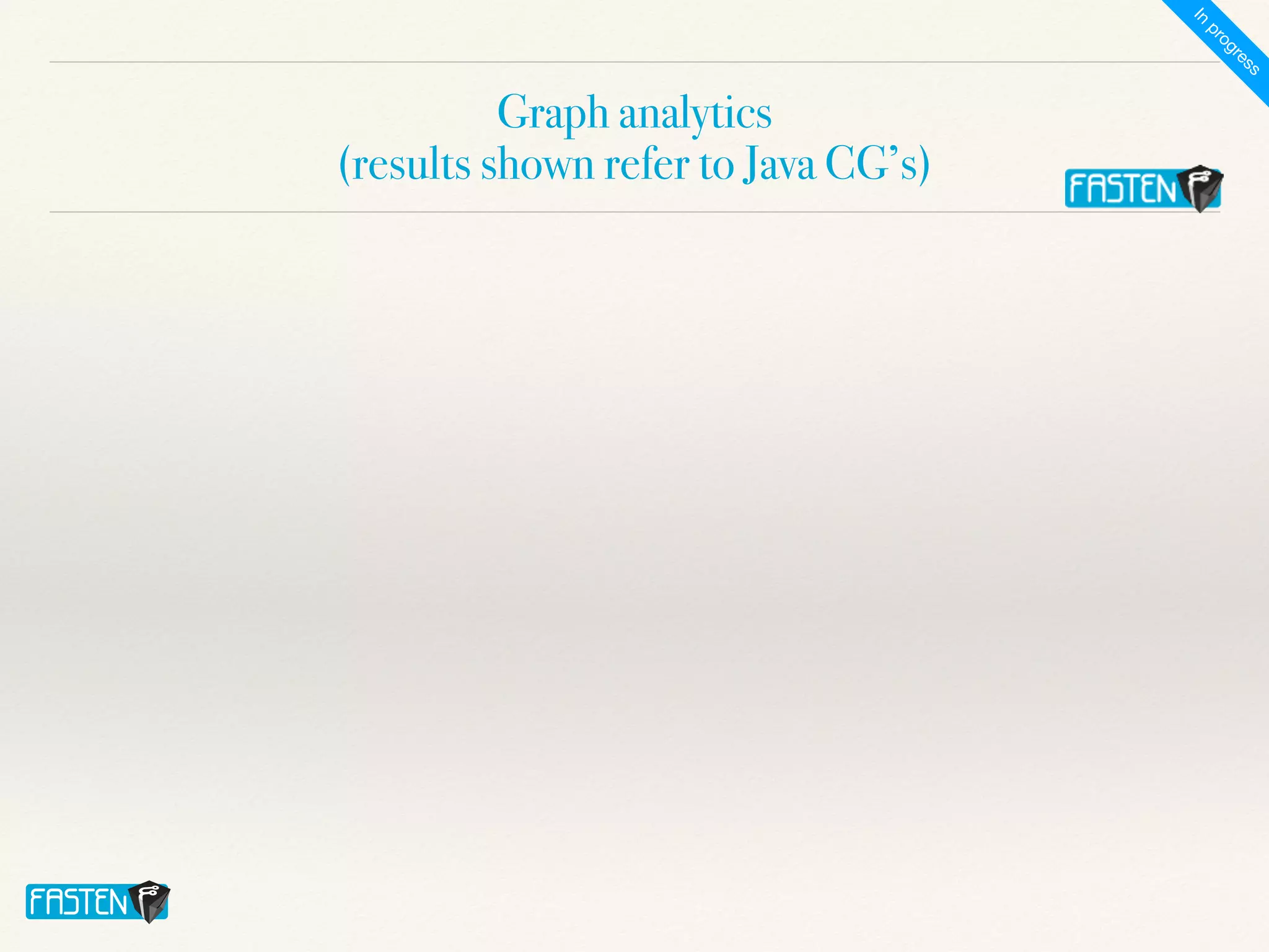 Graph analytics
 
(results shown refer to Java CG’s)
I
n
p
r
o
g
r
e
s
s
 