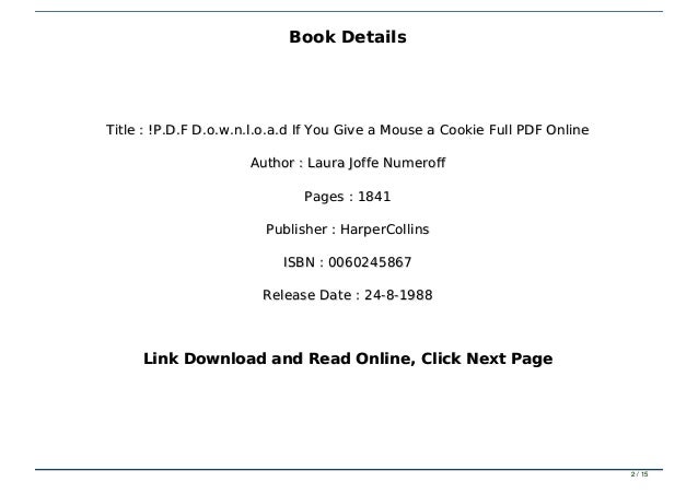 P D F D O W N L O A D If You Give A Mouse A Cookie Full Pdf Online