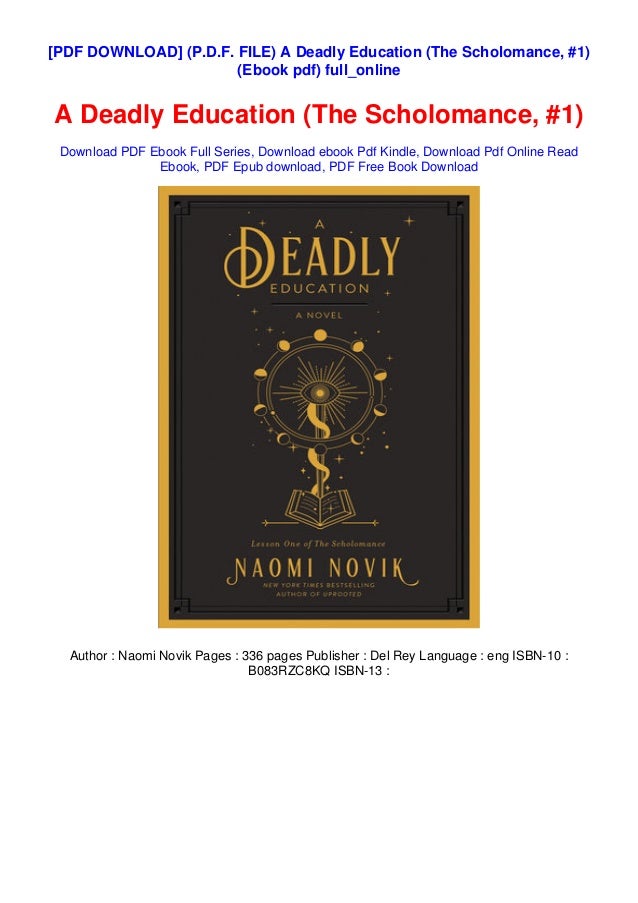 P D F File A Deadly Education The Scholomance 1 Ebook Pdf