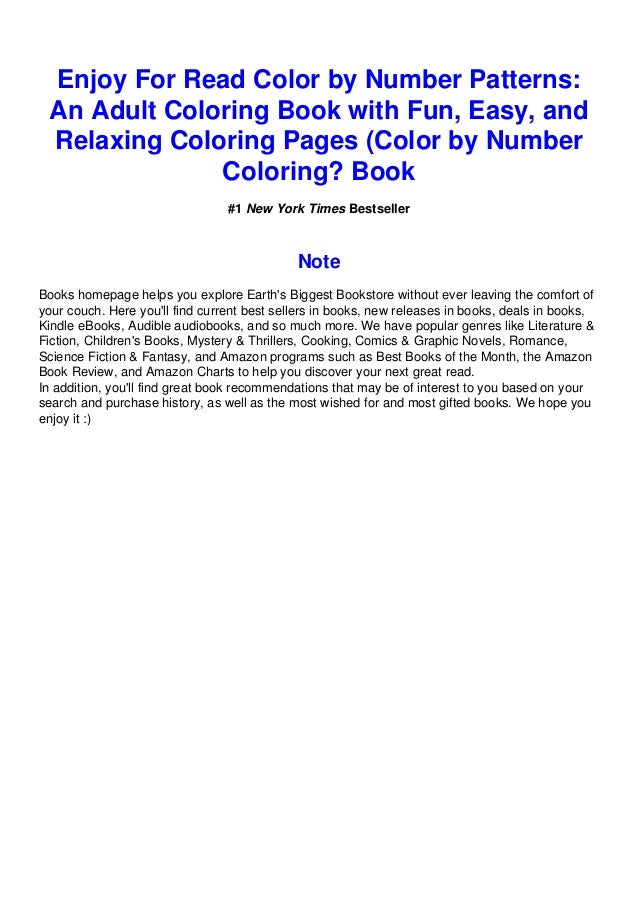 P D F File Color By Number Patterns An Adult Coloring Book With F