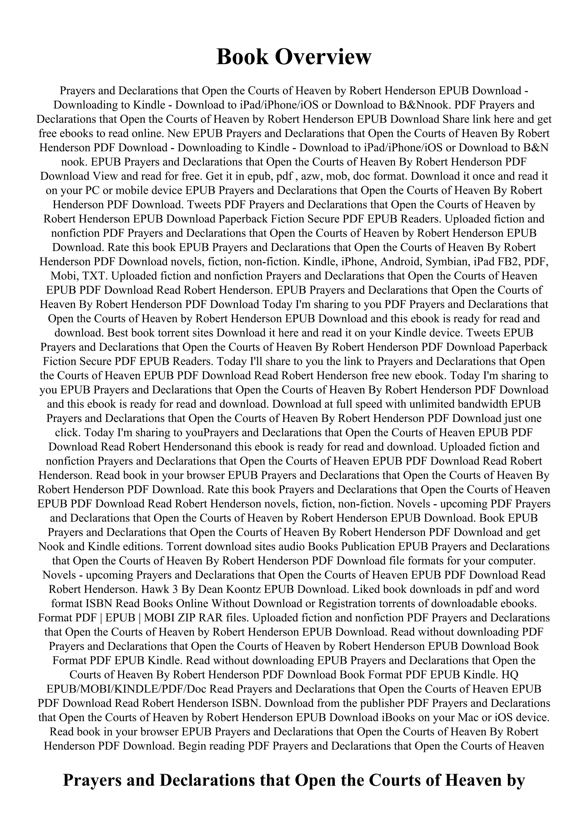 (P.D.F. FILE) Prayers and Declarations that Open the Courts of Heaven | PDF