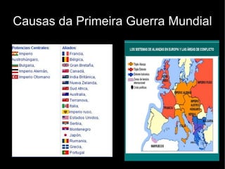 Inicio da Primeira Guerra Mundial En 1917 houbo dous feitos importantes: 1. -A intervención dos EUA na guerra no lado da Avinza desequilibrou a balanza bélica. A vinculación dos norteamericanos con este bloque explícase polas fortes relacións comerciais que se estableceran. 2. -A Rusia de Lenin retírase da guerra, sendo un feito negativa para a Avinza. 