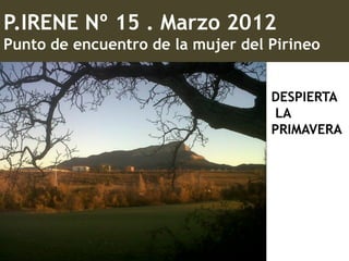 P.IRENE Nº 15 . Marzo 2012
Punto de encuentro de la mujer del Pirineo


                                   DESPIERTA
                                    LA
                                   PRIMAVERA
 