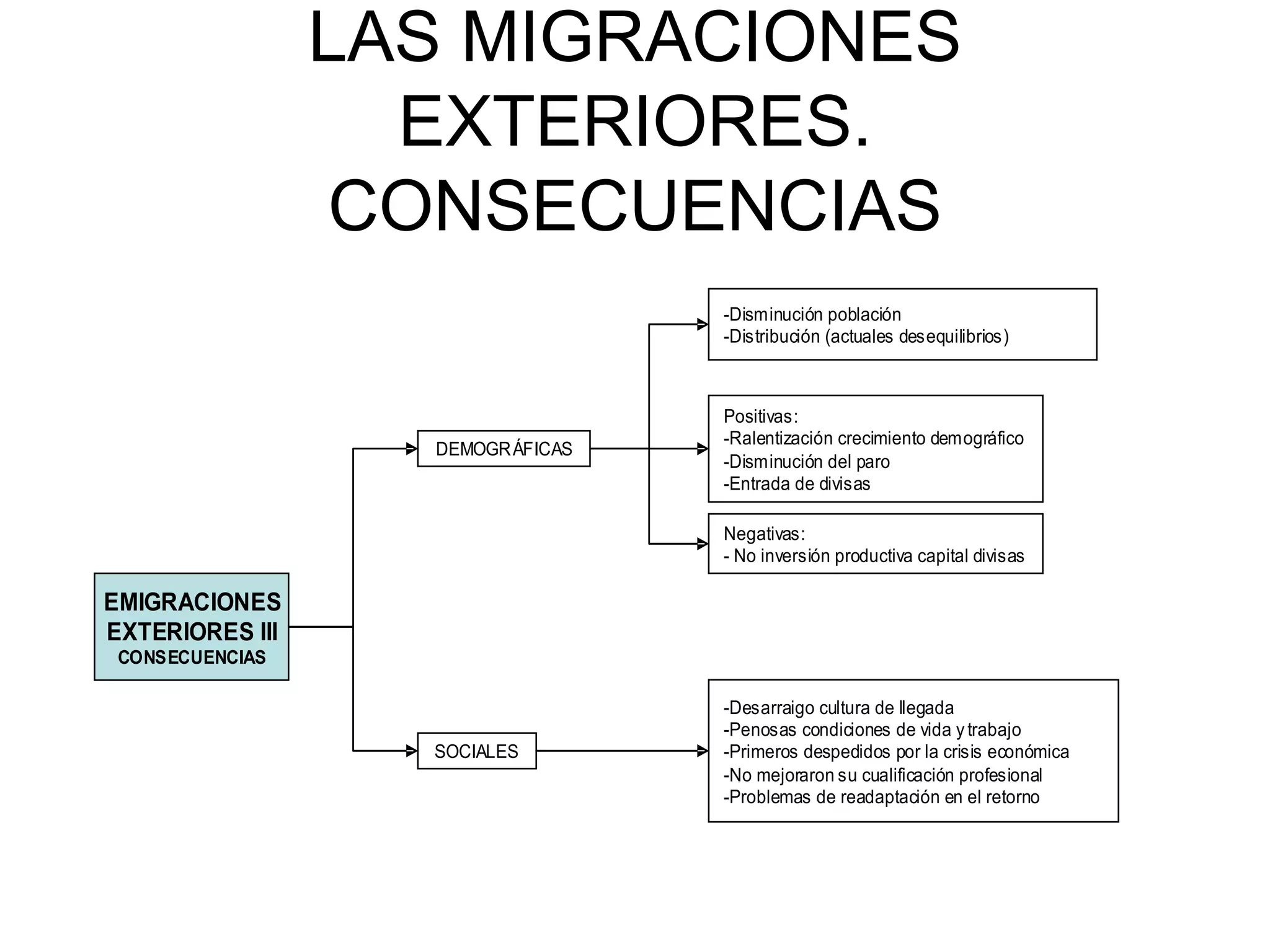 LAS MIGRACIONES EXTERIORES. CONSECUENCIAS