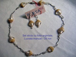 Set sticla cu foita argintata, Lucrata manual – 25 ron 