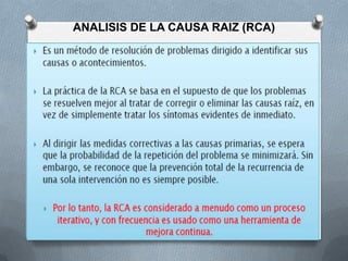 ANALISIS DE LA CAUSA RAIZ (RCA)
 