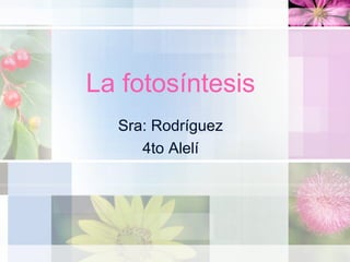 La fotosíntesis
  Sra: Rodríguez
     4to Alelí
 