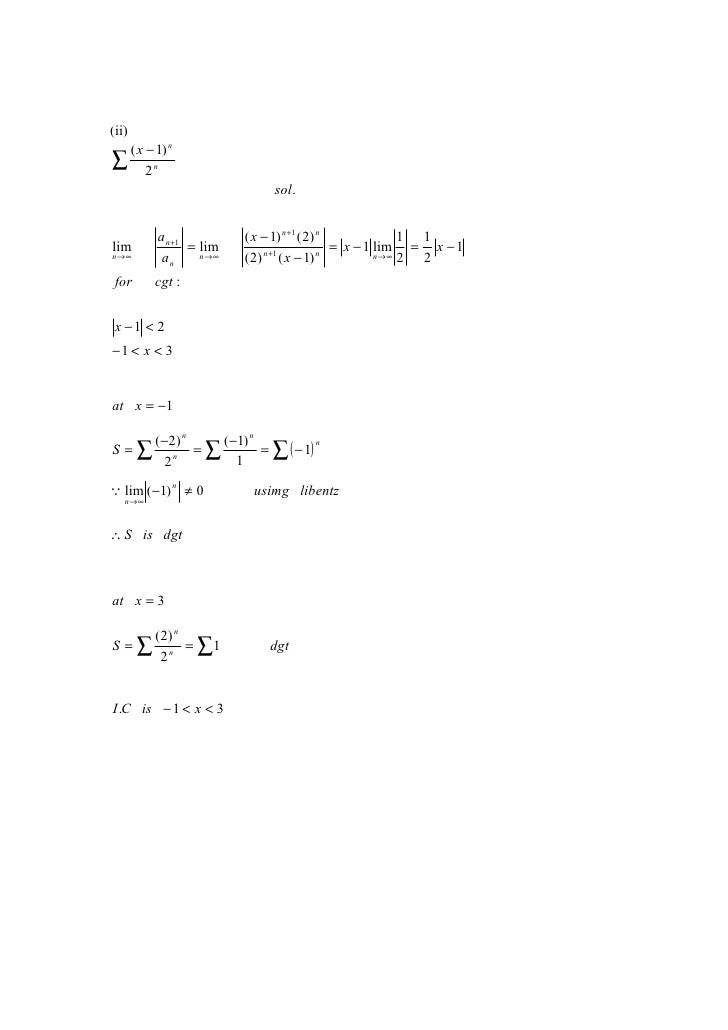 Last Lecture In Infinite Series Last Lecture In Infinite Series
