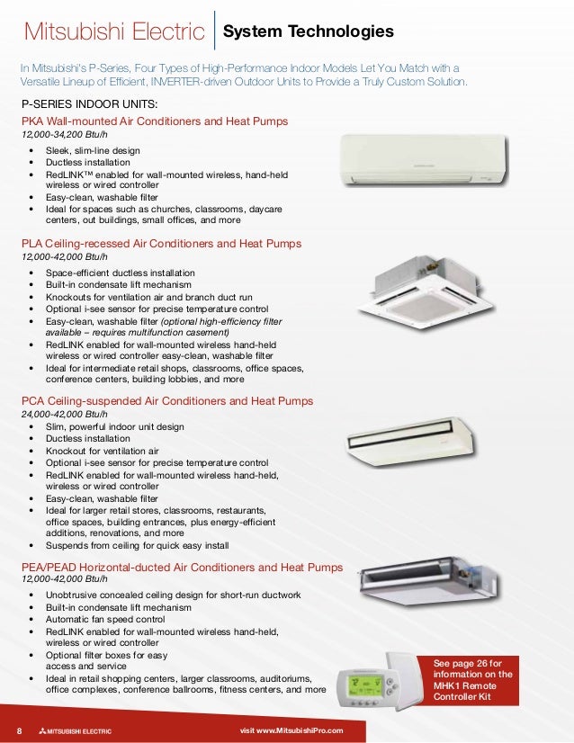 mitsubishi ductless mini split brochure