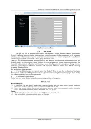 Intranet Automation of Human Resource Management System
www.iosrjournals.org 94 | Page
Fig. New Employee Form
VII. Conclus...