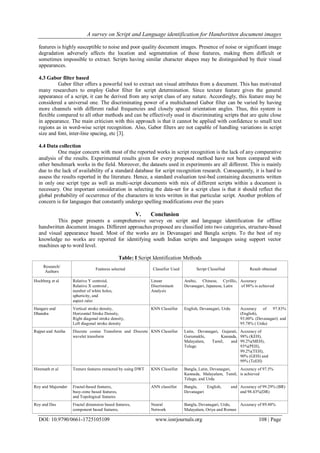 A survey on Script and Language identification for Handwritten document ...