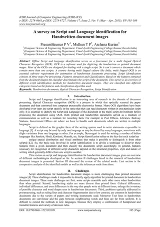 A survey on Script and Language identification for Handwritten document ...