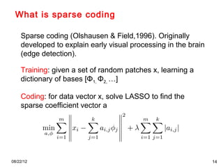 P02 sparse coding cvpr2012 deep learning methods for vision | PPT