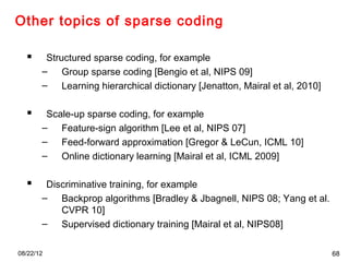 P02 sparse coding cvpr2012 deep learning methods for vision | PPT